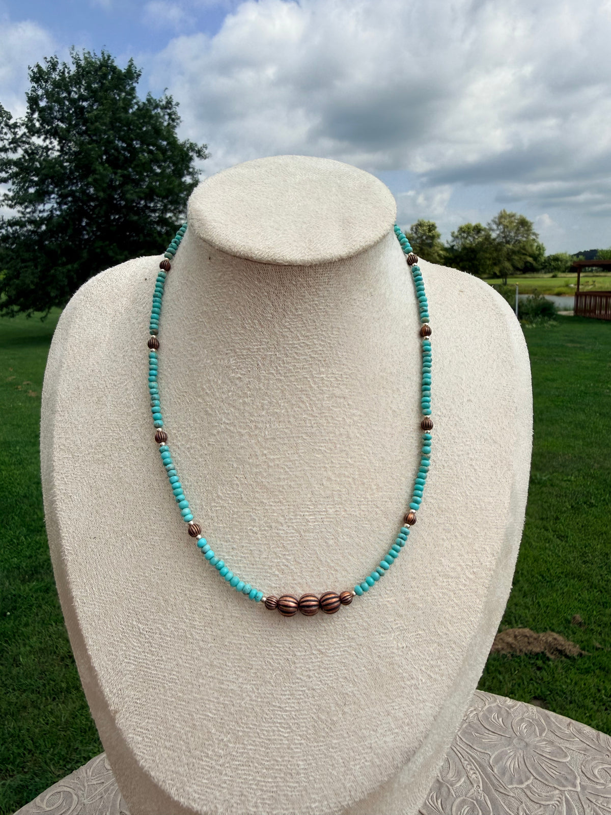 14-inch Copper & Turquoise Necklace with 2-inch Extender