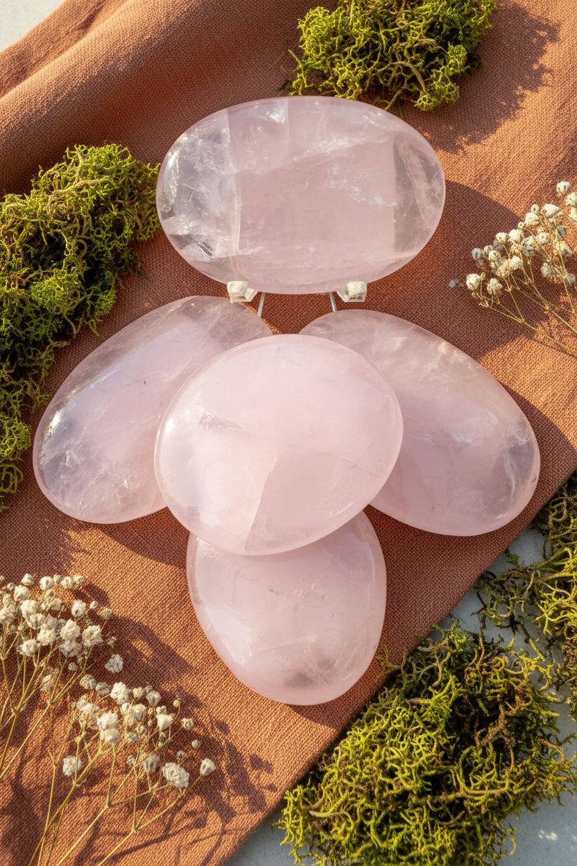 Tumbled Soapstone Rose Quartz Crystals