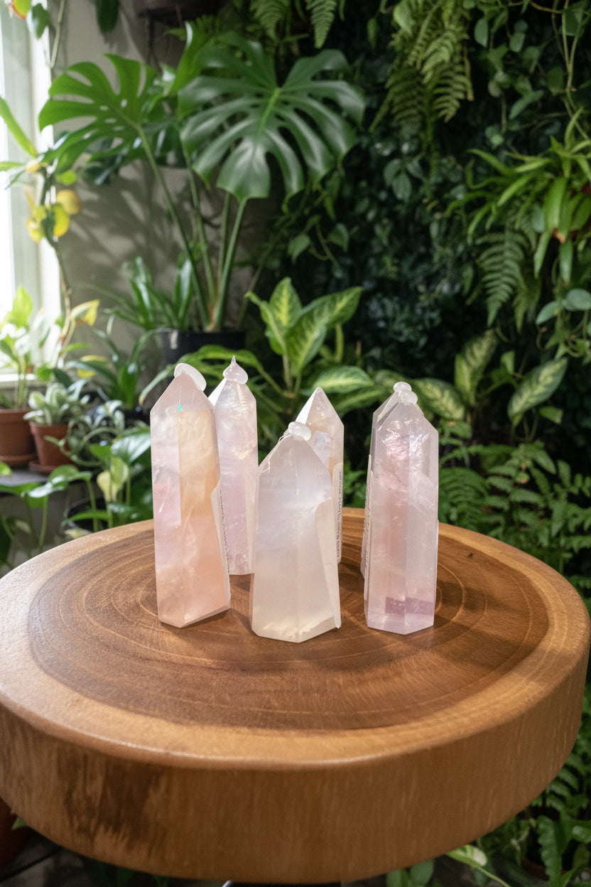Aura Rose Quartz Towers