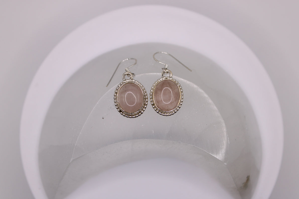 Circle Rose Quartz Earrings