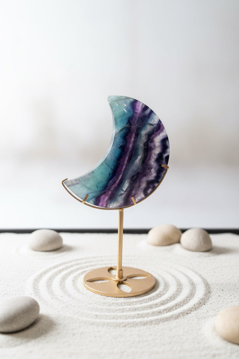 Fluorite Moon w/Stand