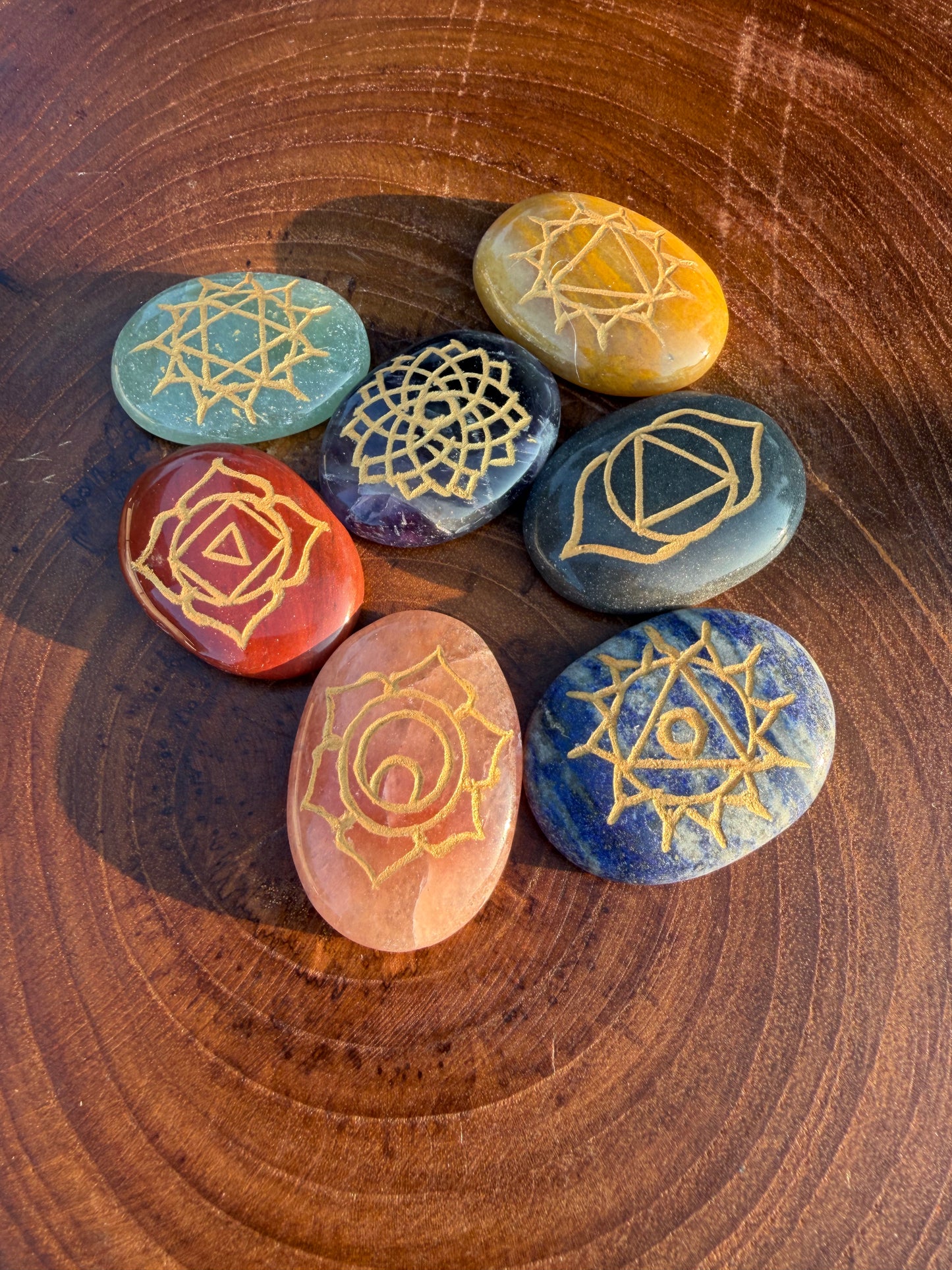 Chakra Etched Stone Set