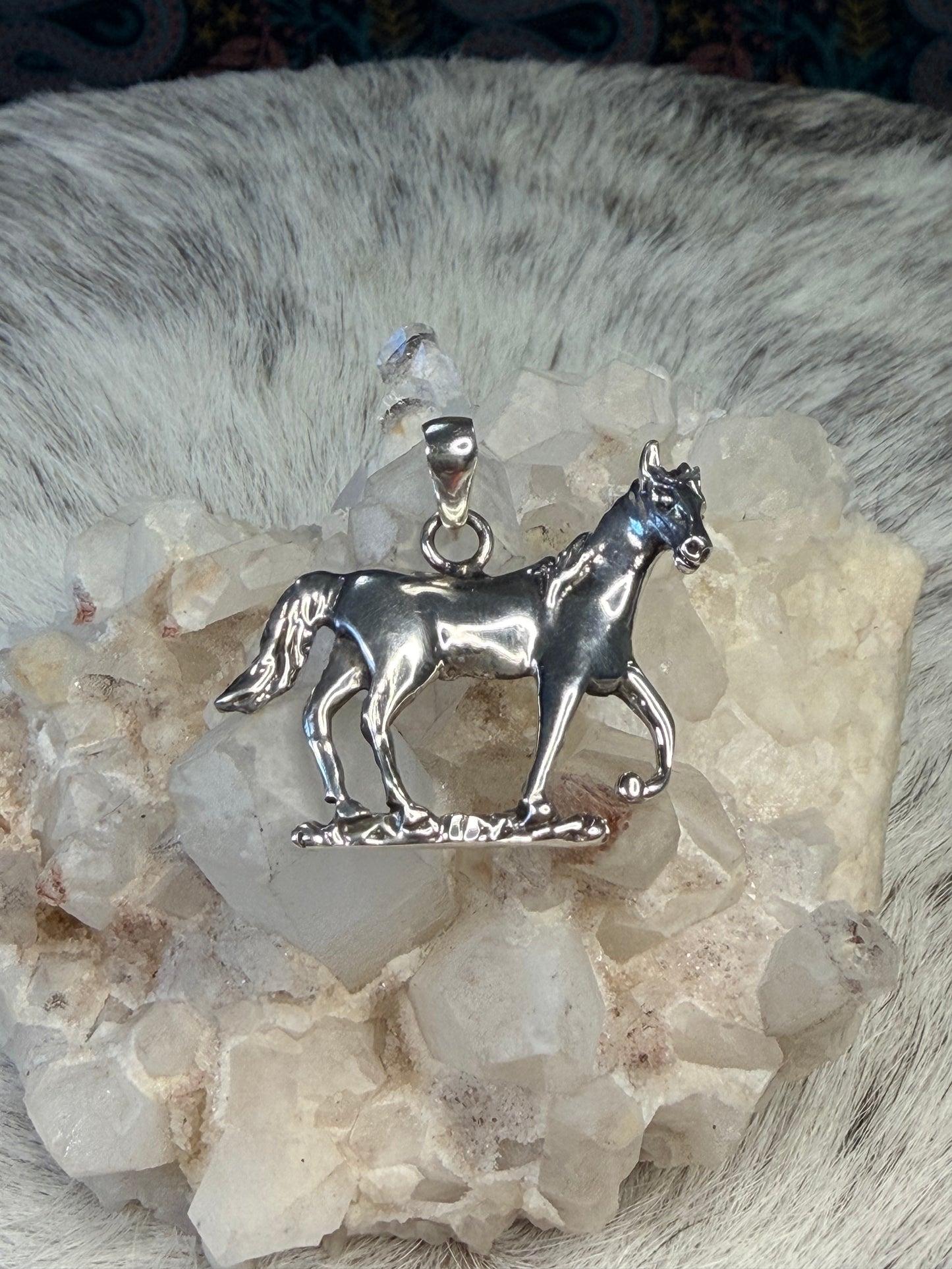 Silver Stride Horse Pendant