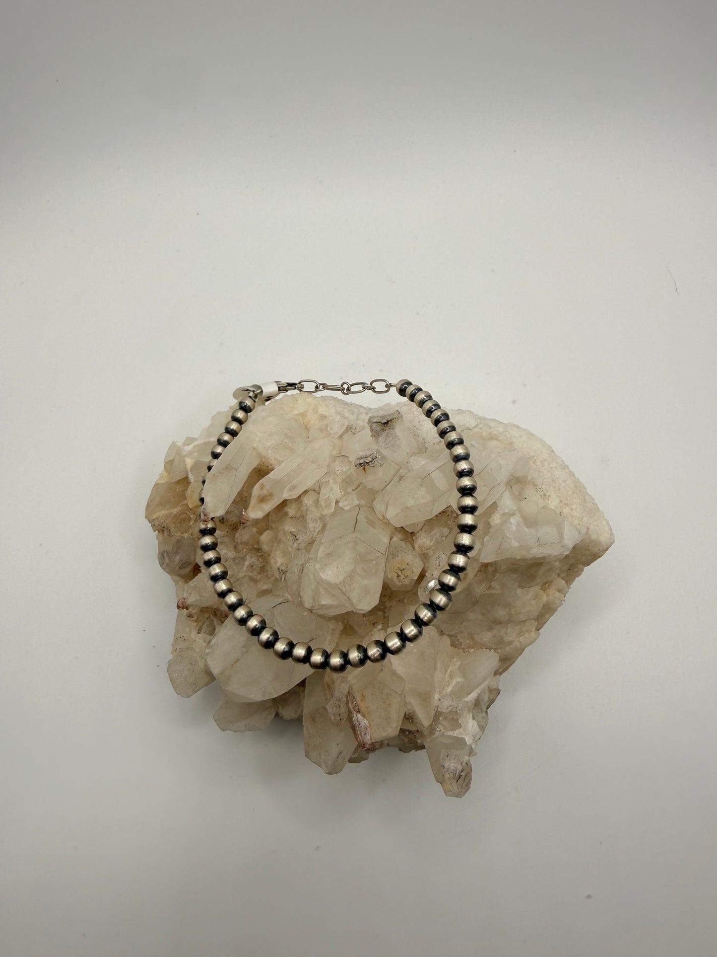 4mm Sterling Silver Beaded Bracelet