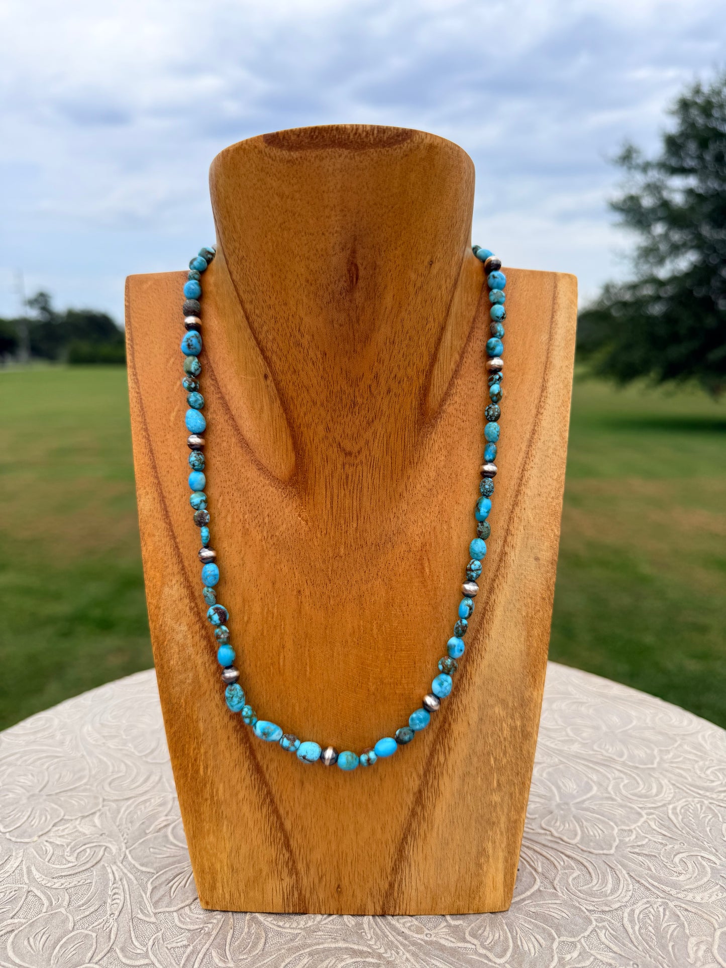 Spider Web Kingman Turquoise Necklace