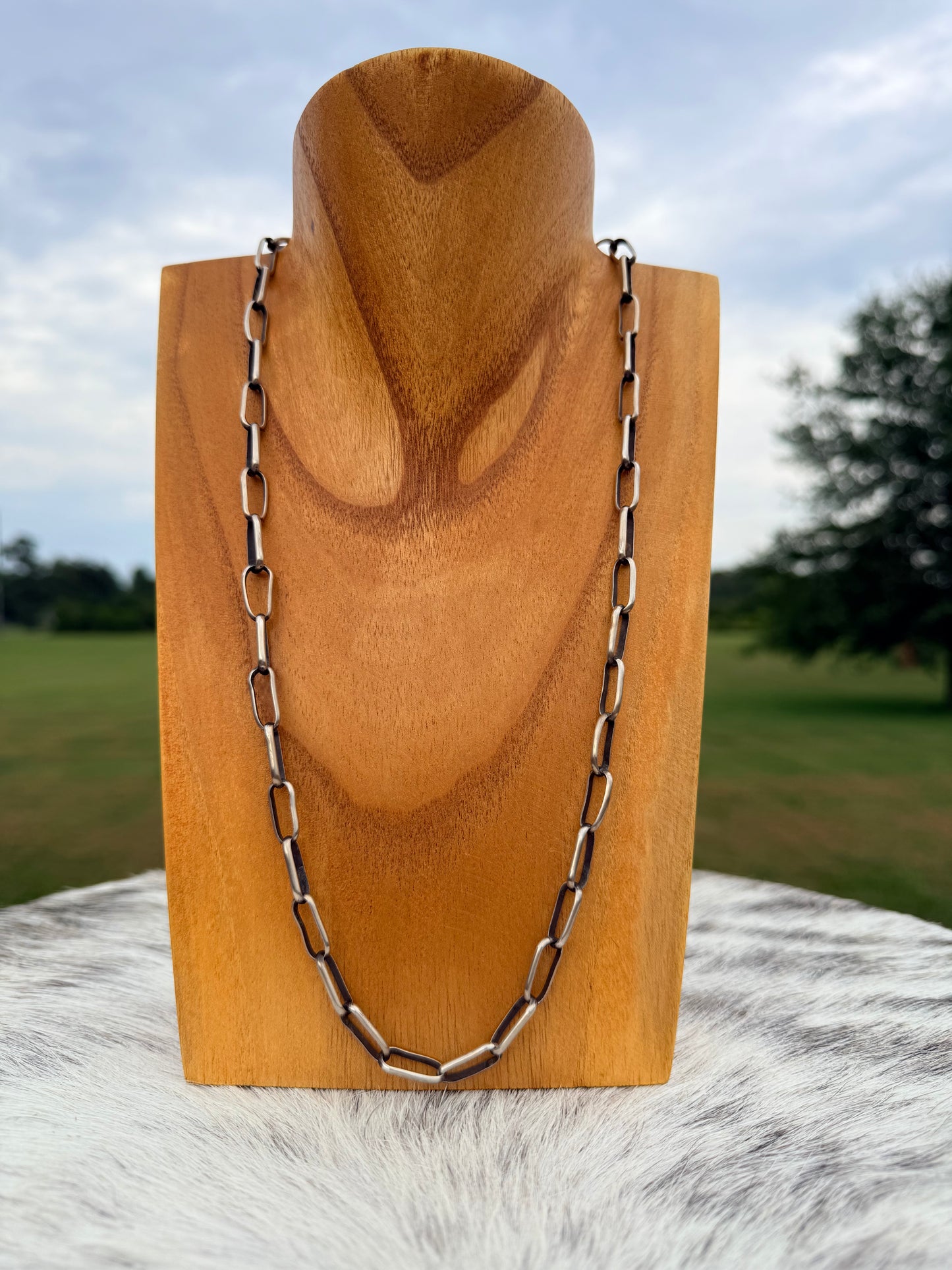 25-inch Navajo-made Sterling Silver Paperclip Chain