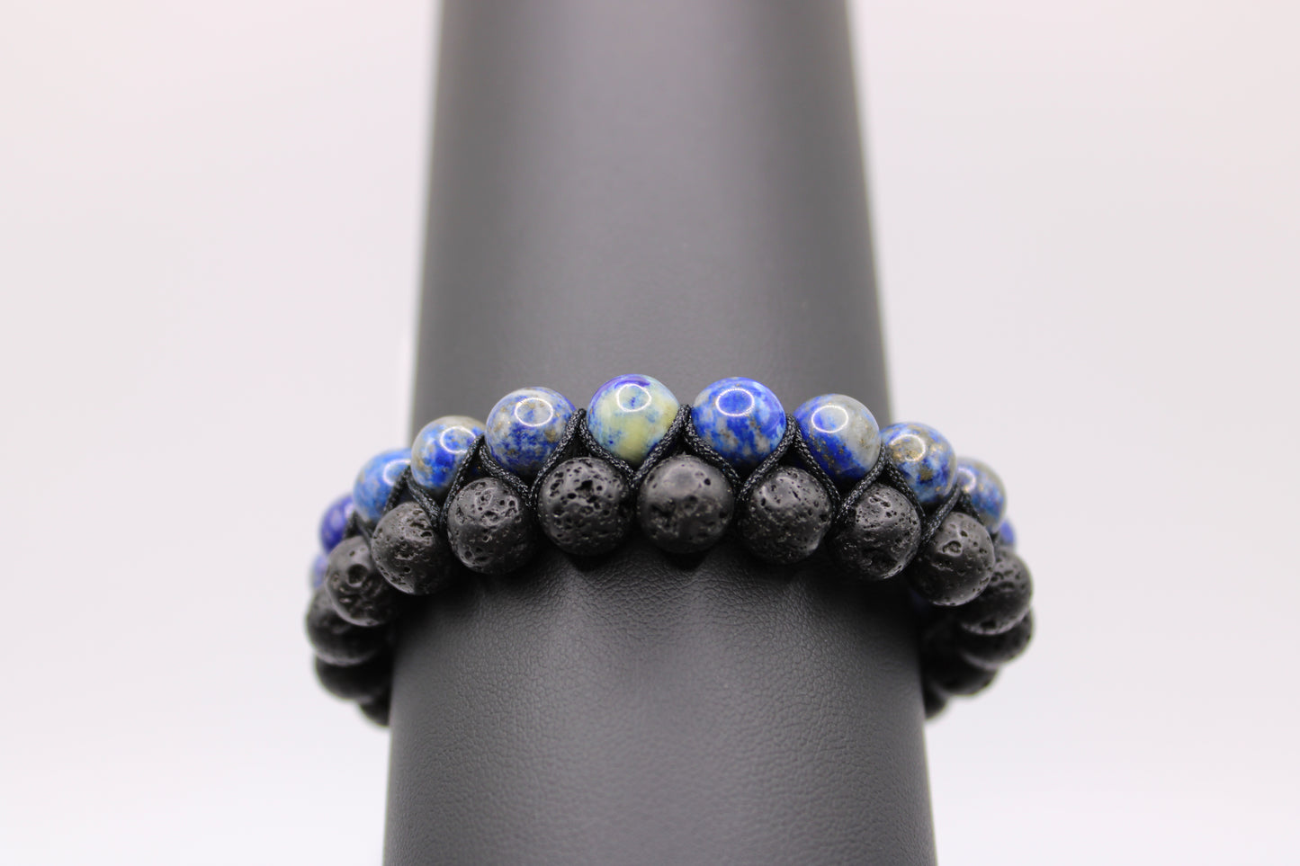 Double Band Lapis Lazuli & Lava Bracelet
