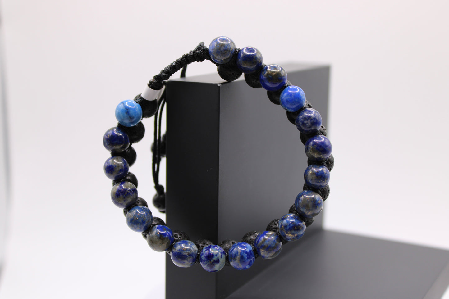 Double Band Lapis Lazuli & Lava Bracelet