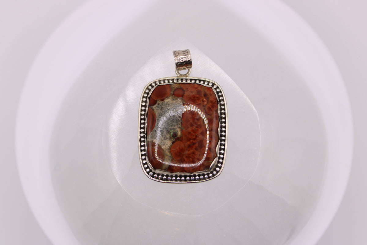 Square Poppy Jasper Pendant
