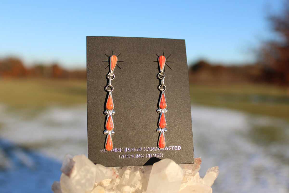 Angela Gasper Red Spiny Dangle Earrings
