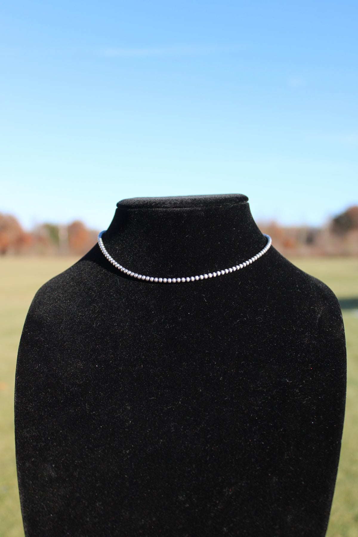 3mm Silver Bead Choker Necklace