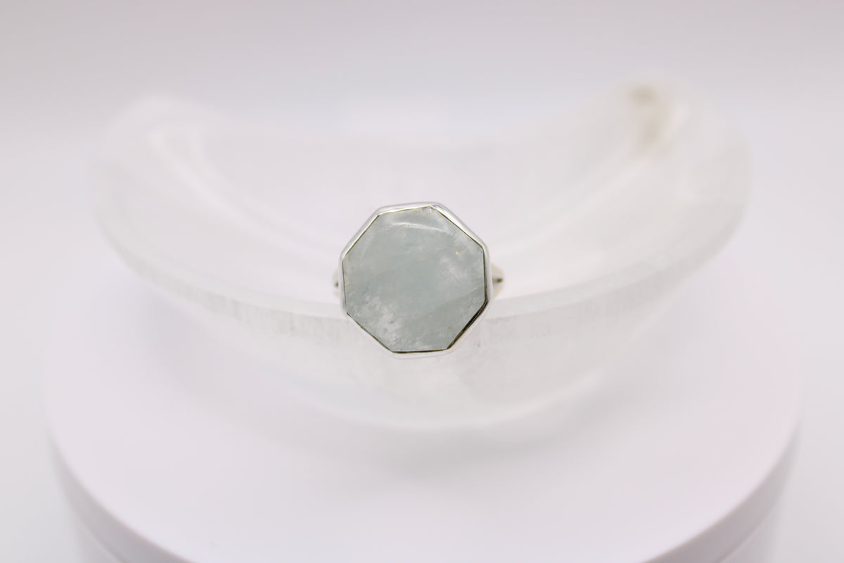 Octagon Milky Quartz Ring