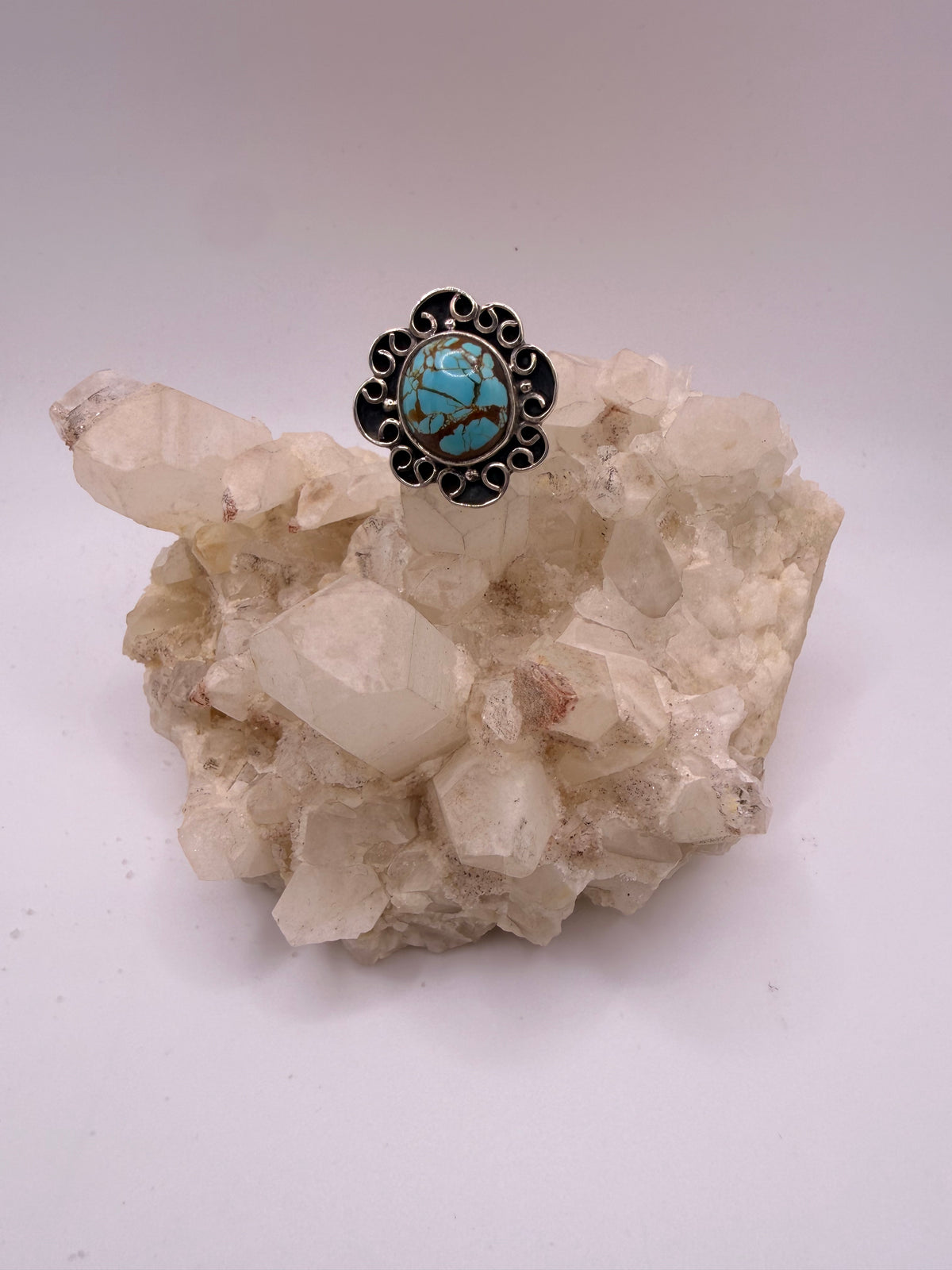Spiral Halo Turquoise Ring