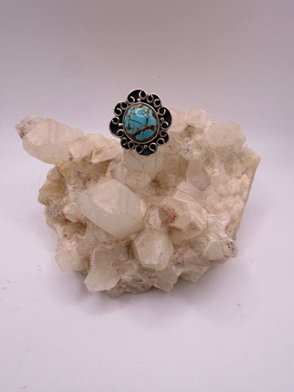 Spiral Halo Turquoise Ring