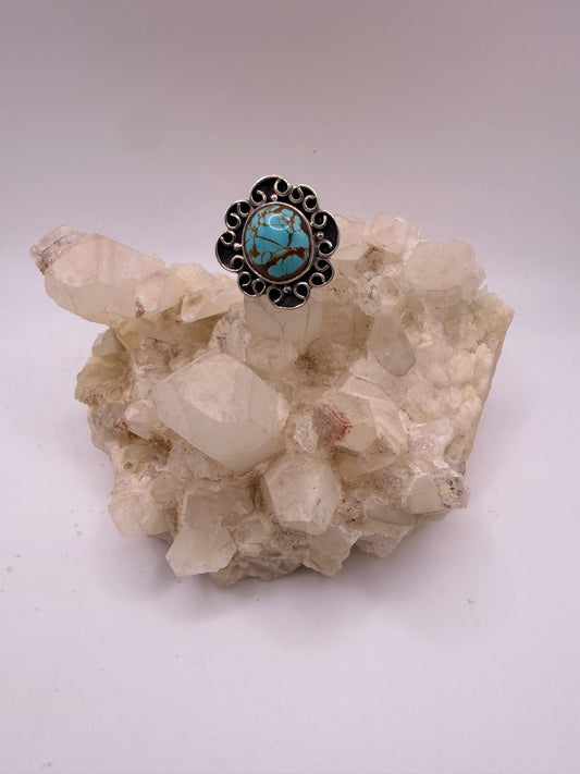 Spiral Halo Turquoise Ring