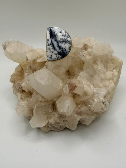 D Shape Dentritic Agate Ring