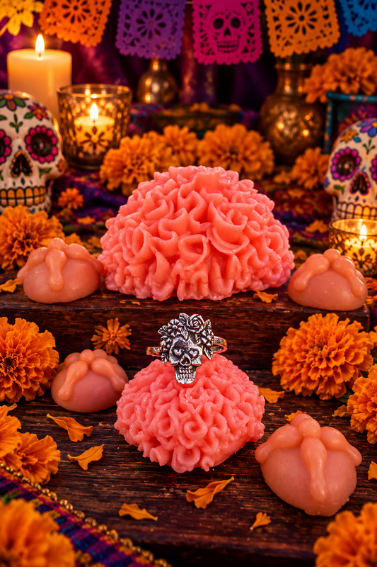 Flower Skull Adjustable Ring/Anillo Calavera con Flores Ajustable