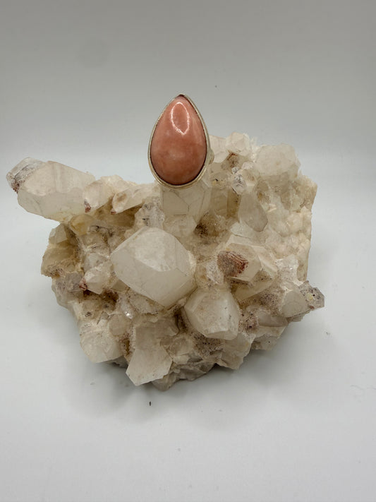 Pearshaped Pink Opal Ring