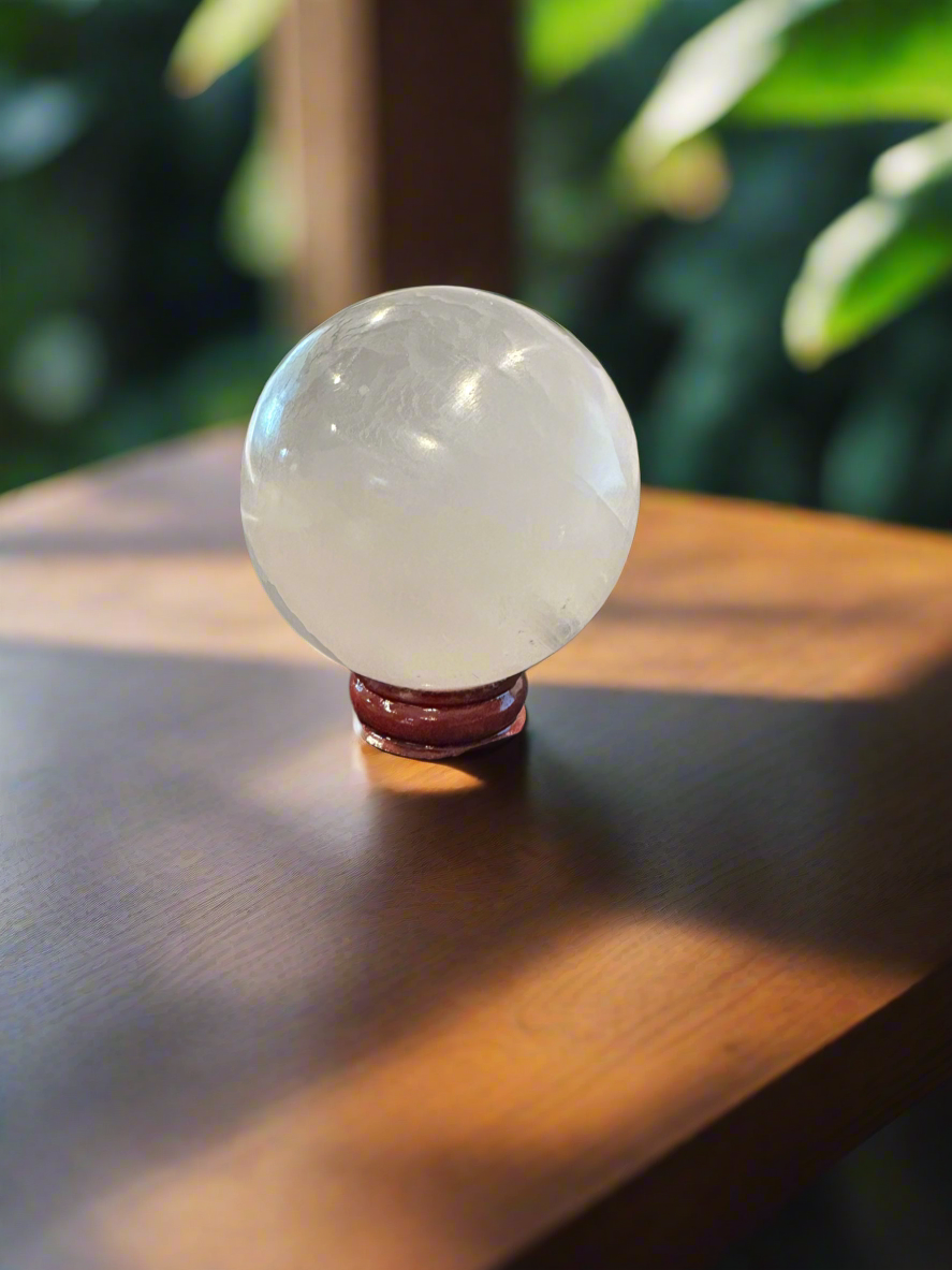 Selenite Sphere w/Stand