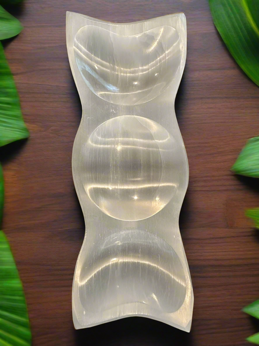 Selenite Triple Moon Phase Bowl