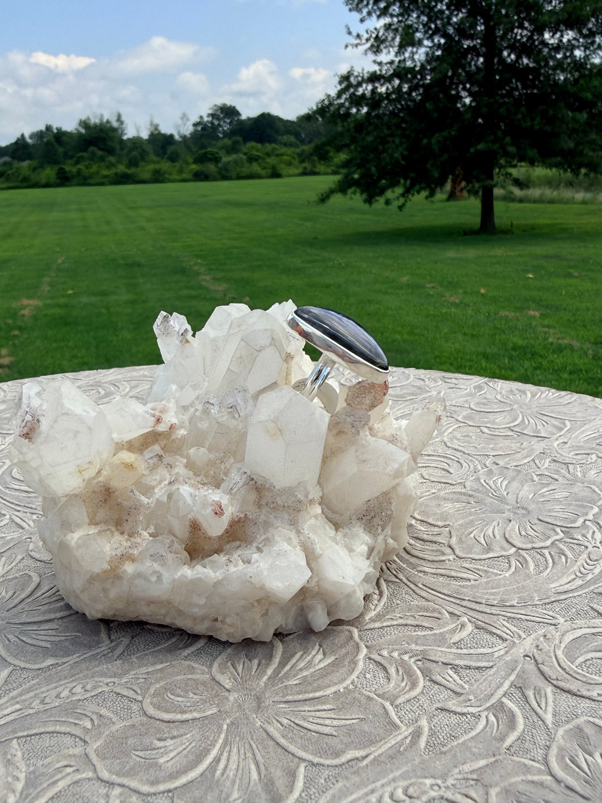 Triangle Labradorite Ring