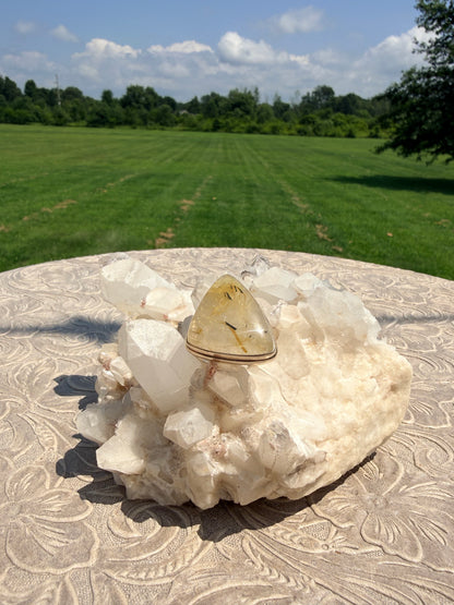 Triangular Rutilated Quartz Ring