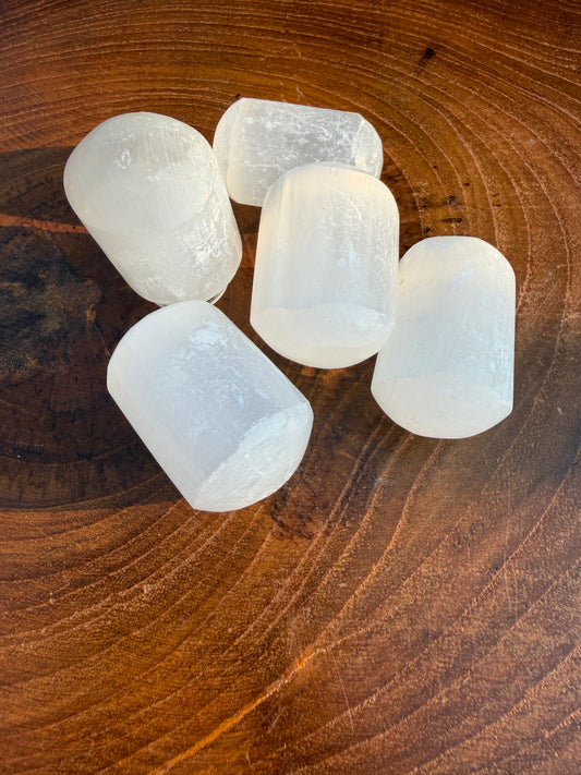 Tumbled Selenite Pill Shape Crystal