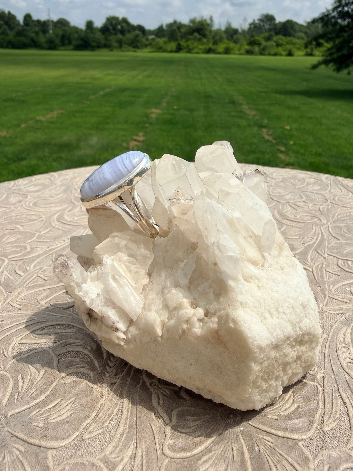 Oval Blue Lace Agate Ring