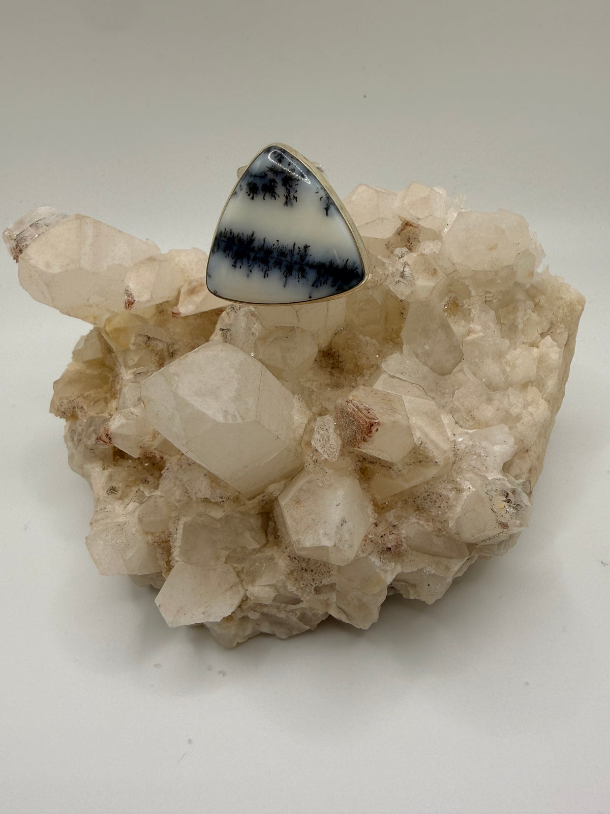 Triangle Dentritic Agate Ring