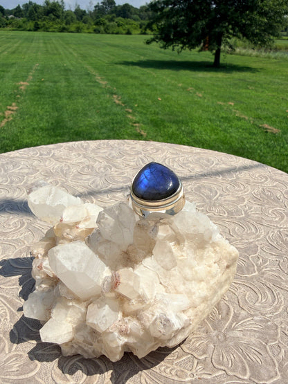 Triangle Labradorite Ring