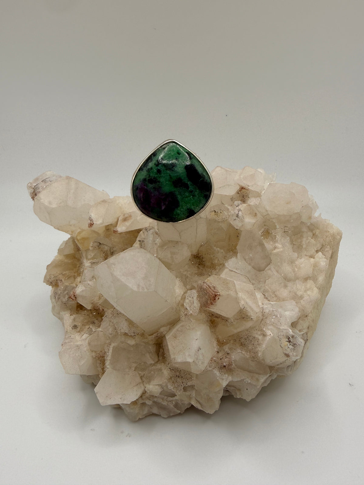 Pearshape Ruby in Zoisite Ring