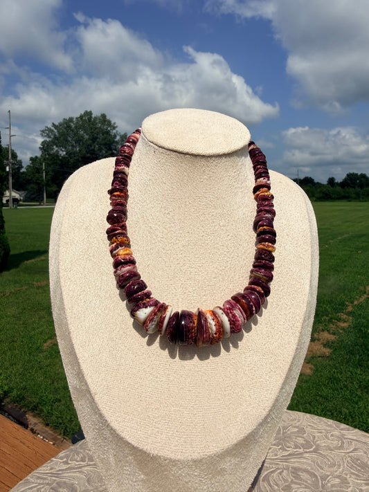 16-inch Graduated Purple Spiny Oyster Necklace