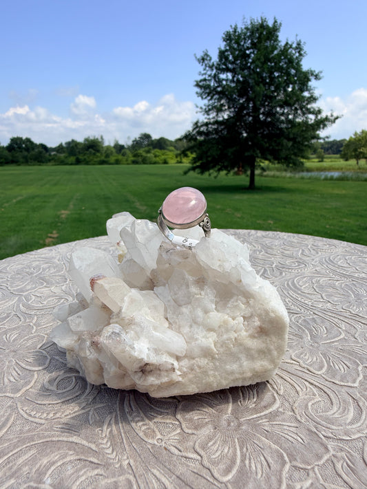 Rose Quartz Swirl Ring