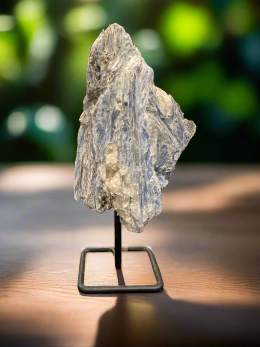 Blue Kyanite on a Metal Stand