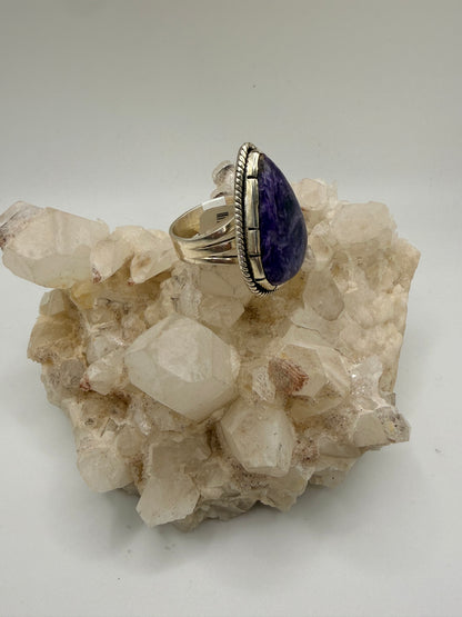 Triangle Charoite Ring