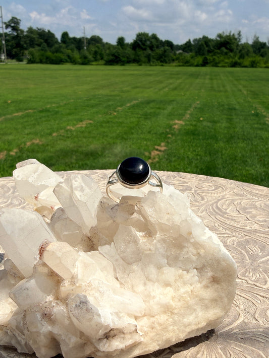 Dainty Circle Black Onyx Ring
