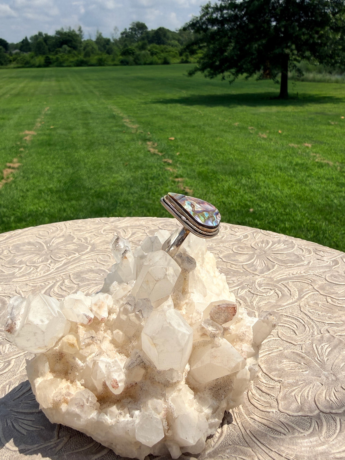 Pearshaped Abalone Ring