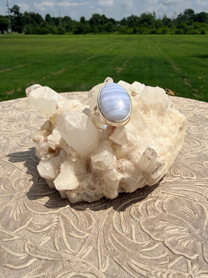 Oval Blue Lace Agate Ring