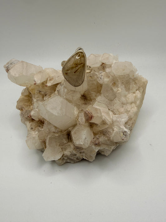Oblong Rutilated Quartz Ring
