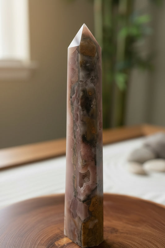 Pink Agate and Ocean Jasper Tower