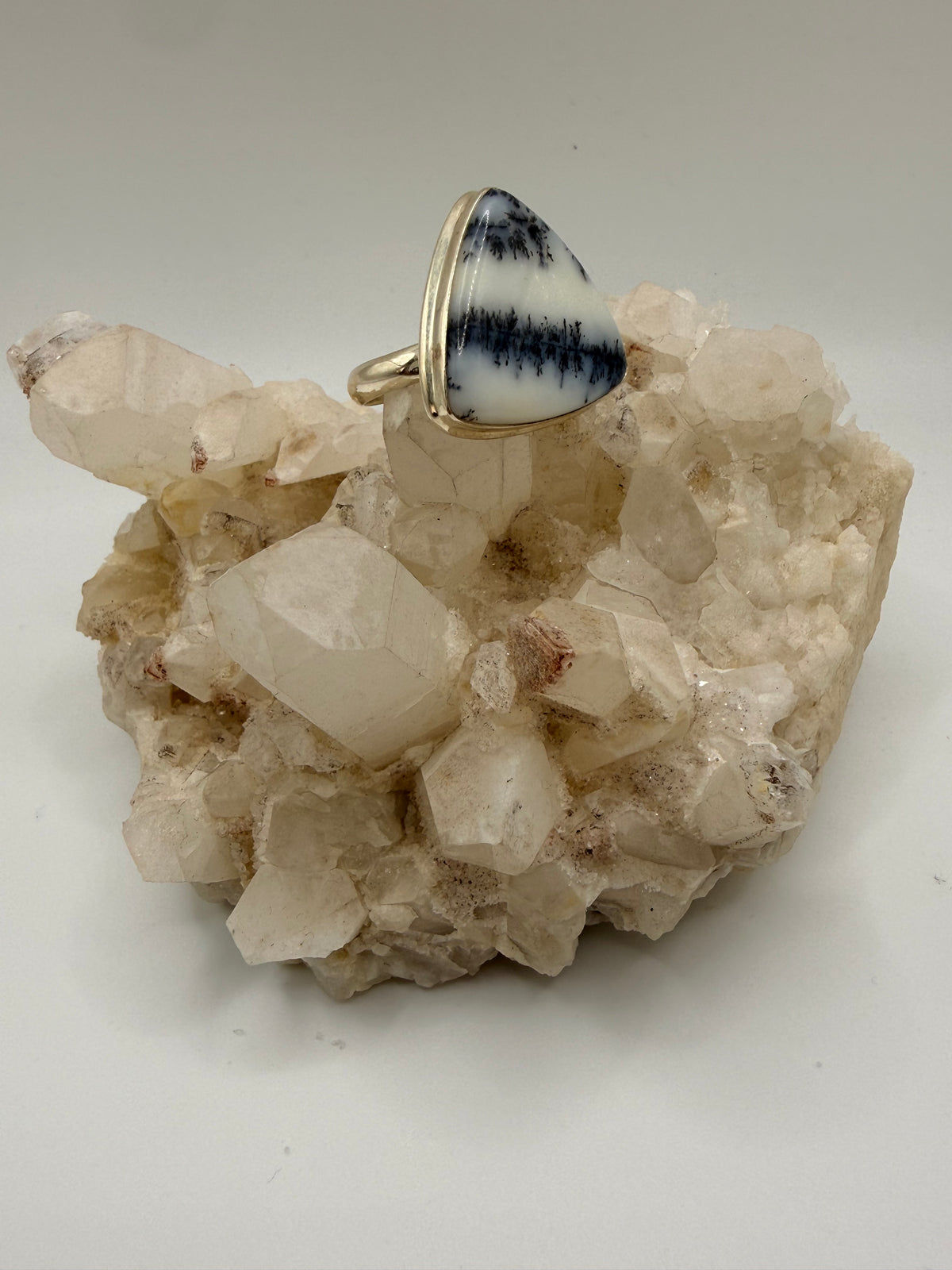 Triangle Dentritic Agate Ring