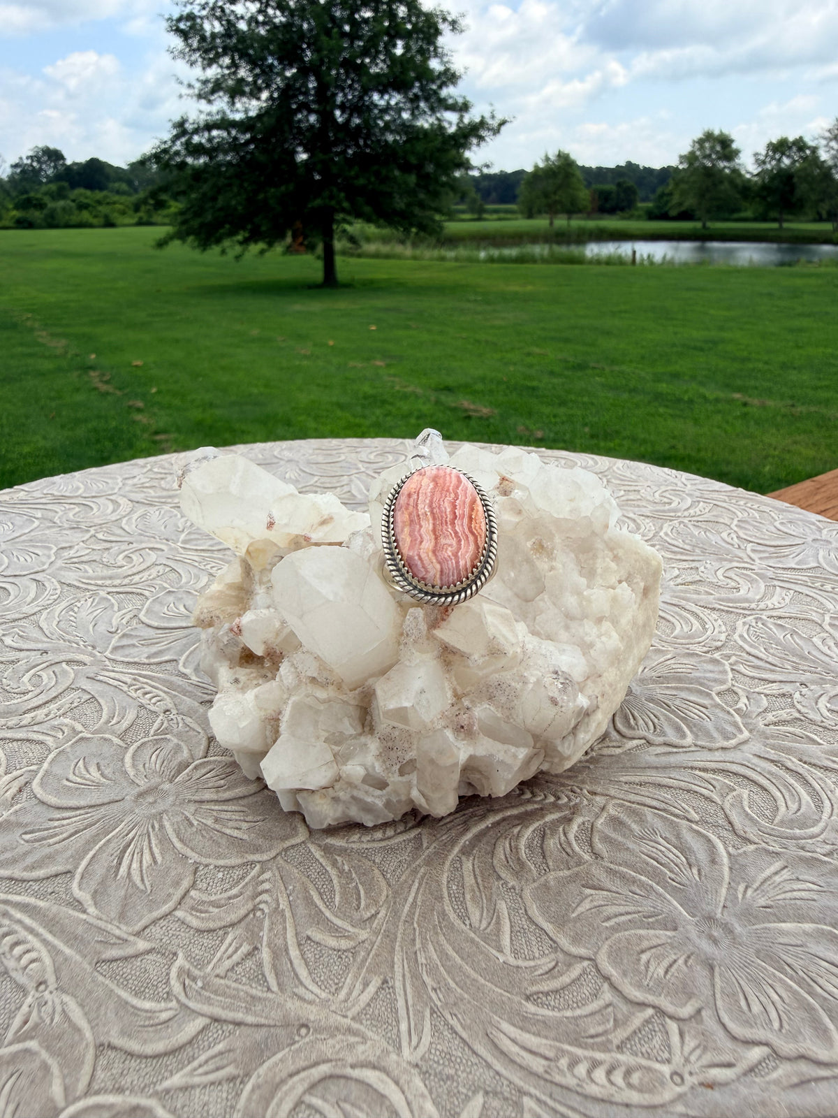 Oval Rhodochrosite Ring