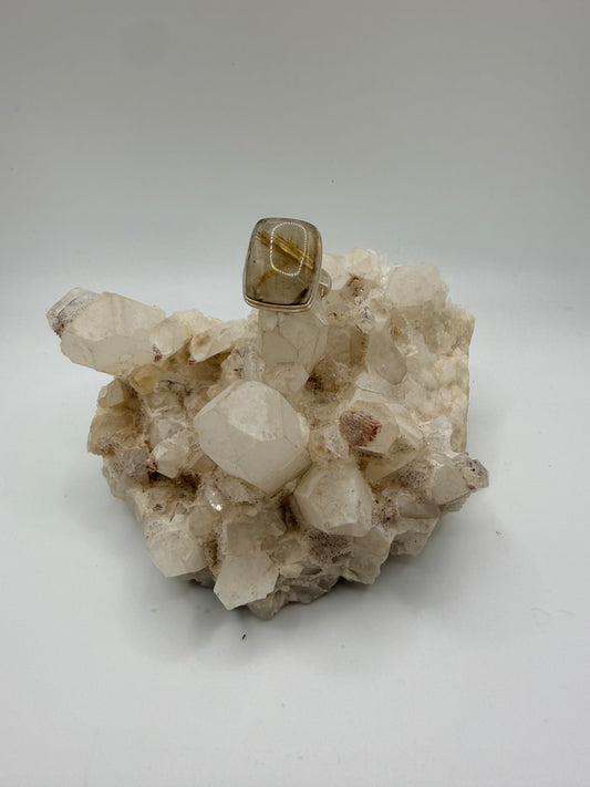 Rectangular Rutilated Quartz Ring
