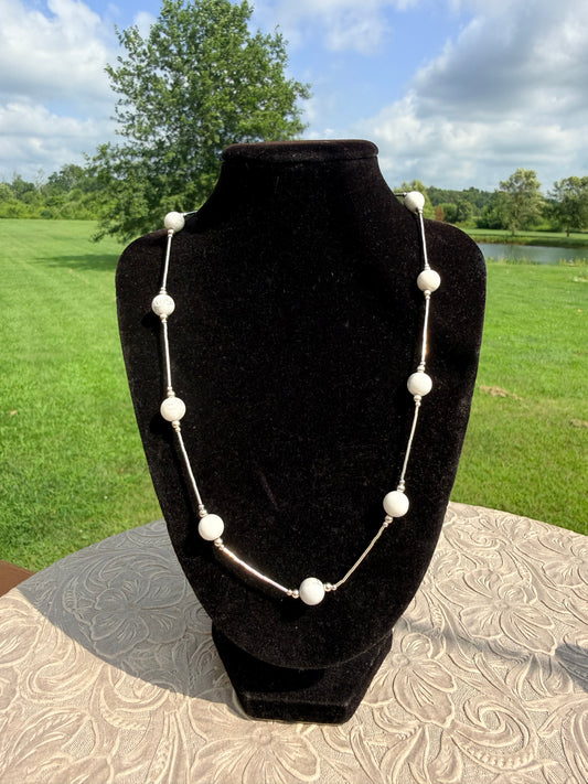 Howlite & Liquid Silver Necklace