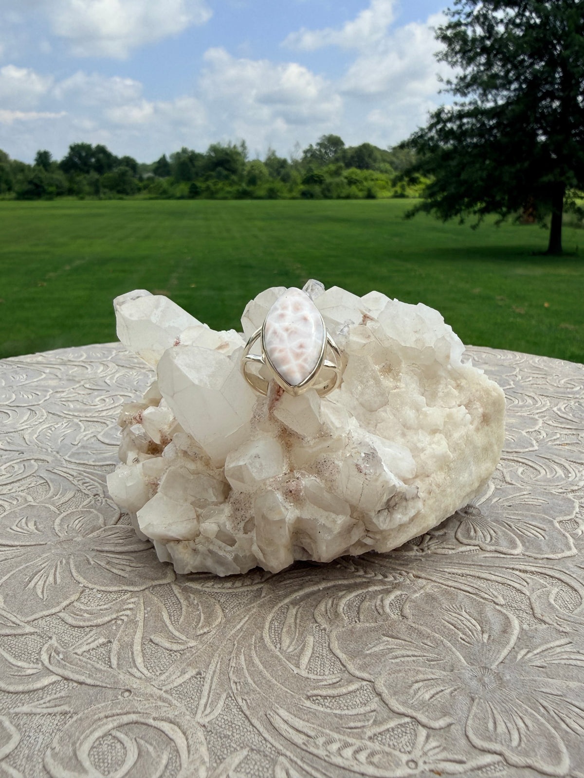Marquise Pink Larimar Ring