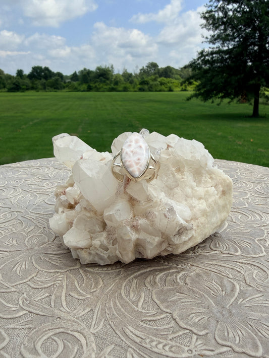 Marquise Pink Larimar Ring
