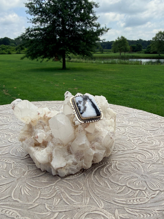 Square Zebra Jasper Ring