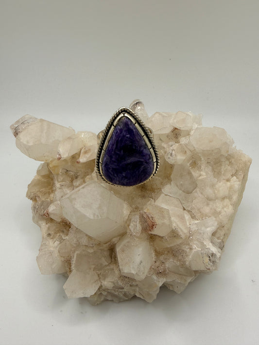 Triangle Charoite Ring