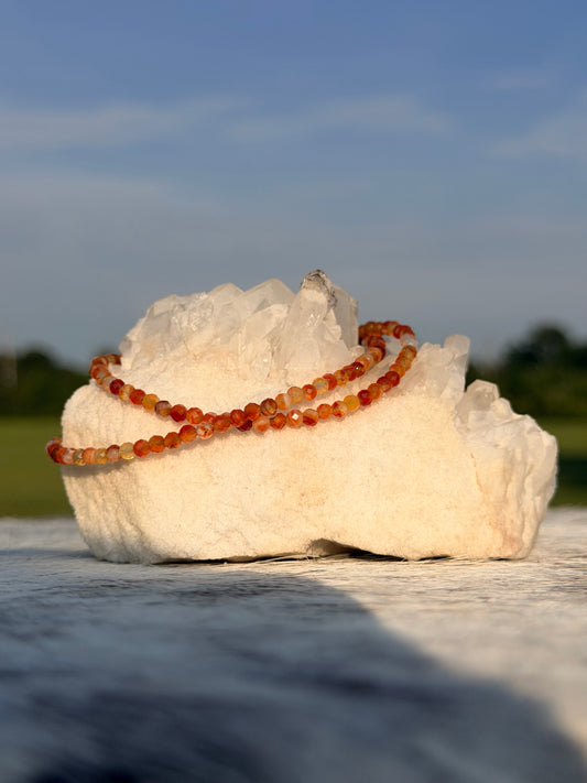 3mm Banded Carnelian Necklace