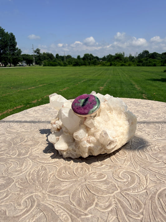 Dragon Eye Ruby in Zoisite Ring